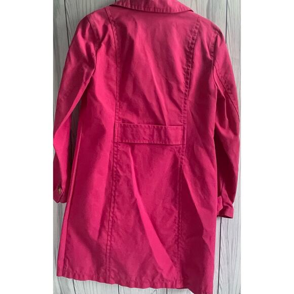 VTG Y2K Old Navy Bright Pink Collared Button Down 100% Cotton Trench Coat - Picture 5 of 8